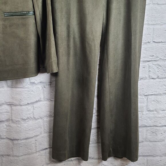 VTG Casual Corner 2 Piece Pant Suit Blazer Sz  8 + Pants Sz 10 Olive Green NWT - Picture 5 of 11